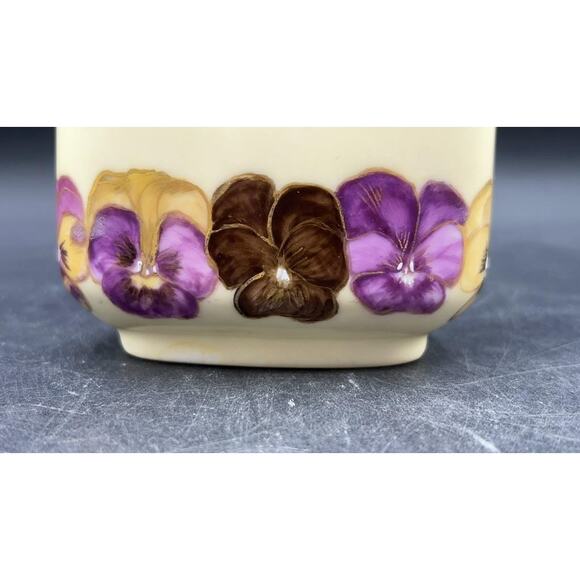 Antique H&Co Limoges Cream Pitcher 1 Pint Gold Floral Pansies - RARE - Picture 6 of 14